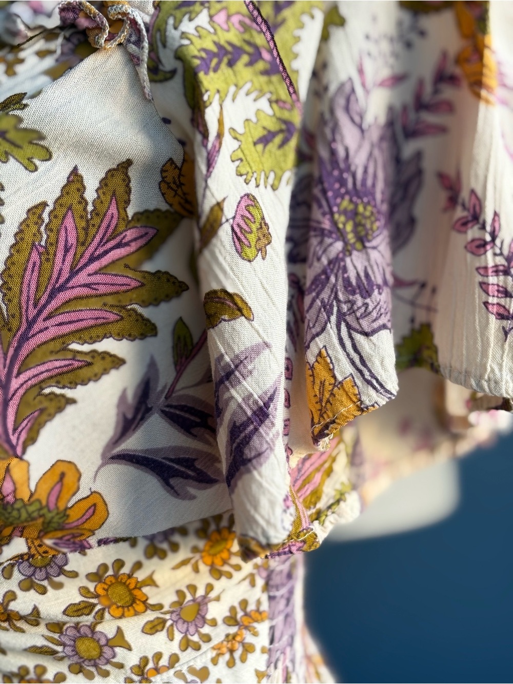 Angie Twist-Front Floral Flutter Sleeve High Low Maxi Dress - Picture 6 of 15